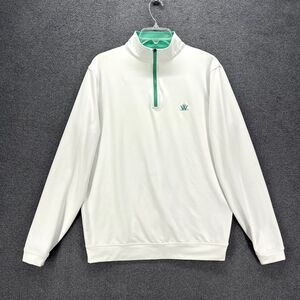 Peter Millar Polo Mens Medium White 1/4 Zip Pullover Wicking Shirt Willoughby GC